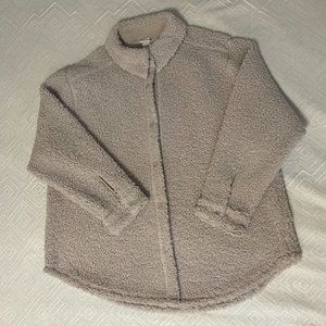 beige/cream teddy shacket